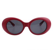 Oval Shiny solid Red Women Girl Sunglasses